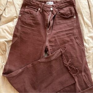 Zara Women's Brown Straight Leg Jeans